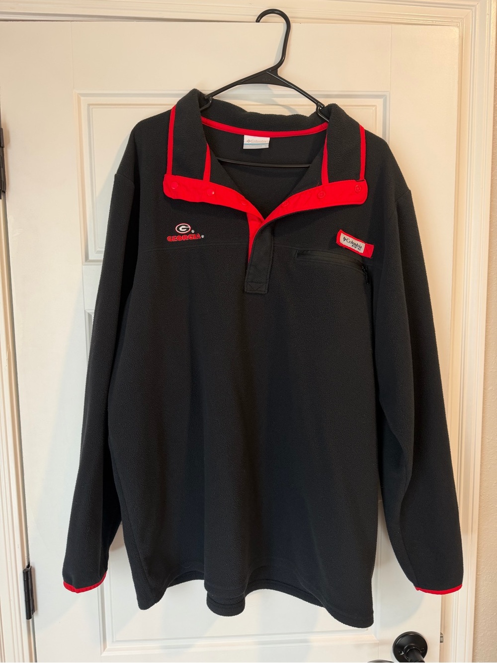 Columbia PFG Georgia Bulldogs Fleece Pullover Black & Red XL